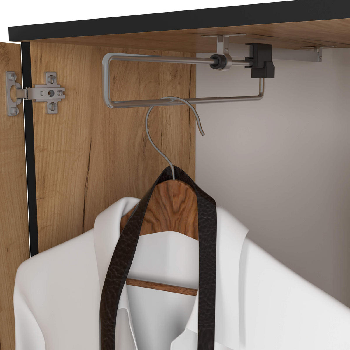 GARDEROBE Entro mit Spiegel, Eiche Craft, 95x183x35 cm - Eichefarben, Holzwerkstoff (95/183/35cm) - Akord