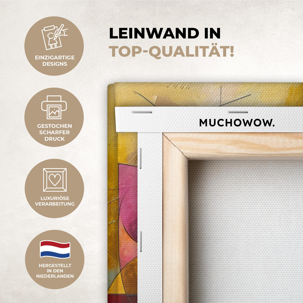 LEINWANDBILD Kunst - Abstrakt - Modern Wandbild 40x30 cm - Gelb, Textil (40/30cm) - MuchoWow