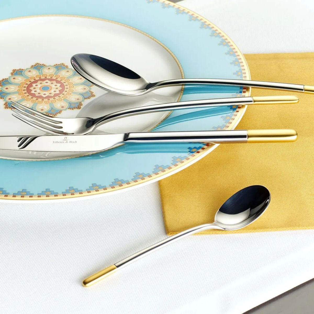 TAFELBESTECK Ella silber-gold 12er Set - Silberfarben/Goldfarben, Metall - Villeroy & Boch