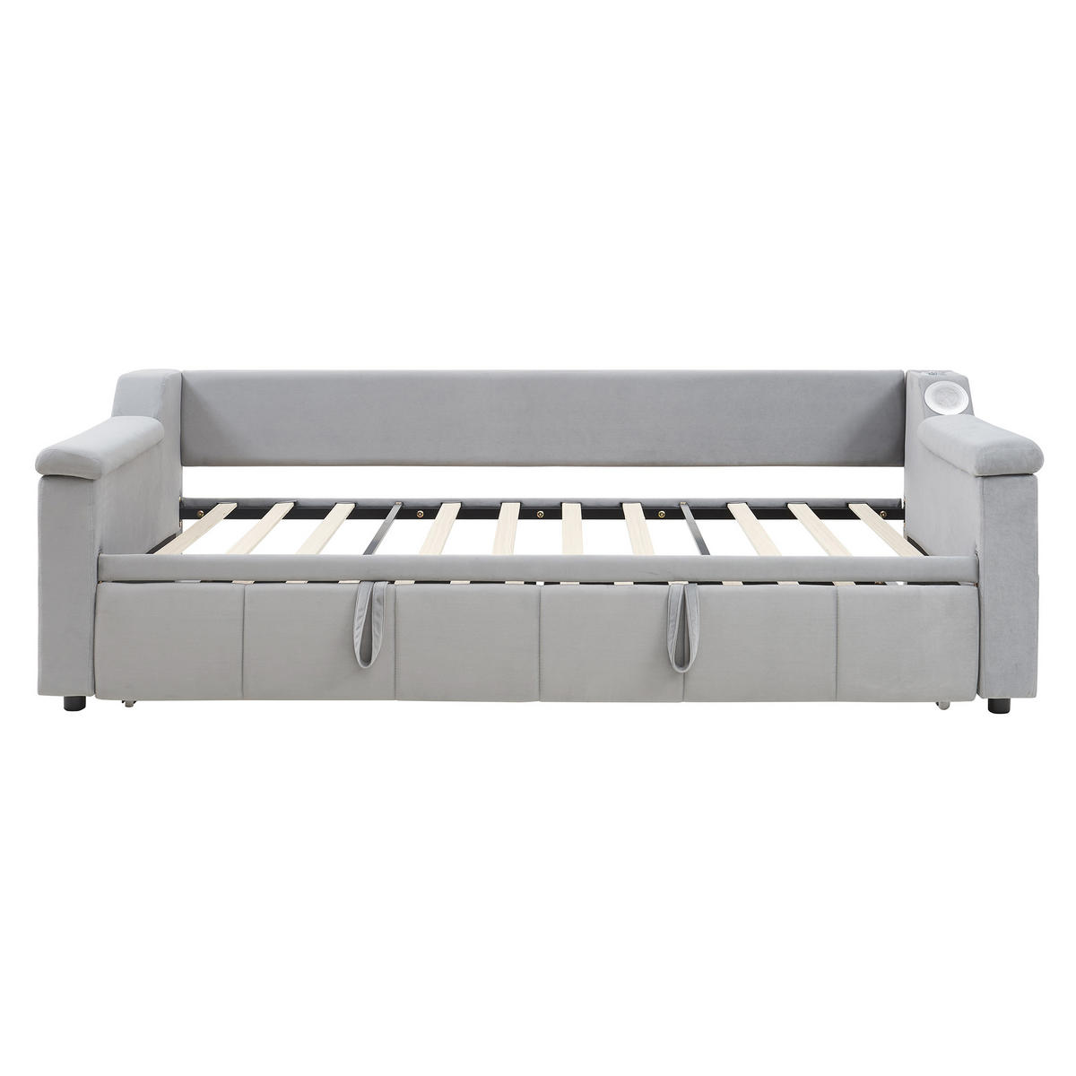 AUSZIEHBETT 90/190 cm mit Bluetooth-Stereoanlage und USB-Anschlüssen - Beige, Textil (90/190cm) - OKWISH