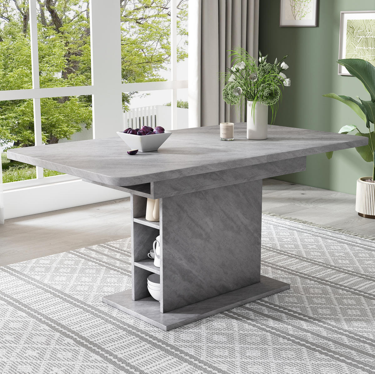 ESSTISCH 130/70/75 cm Grau aus Spanplatte und Metall mit Ausziehfunktion - Grau, Holzwerkstoff (130/70/75cm) - OKMYHOME