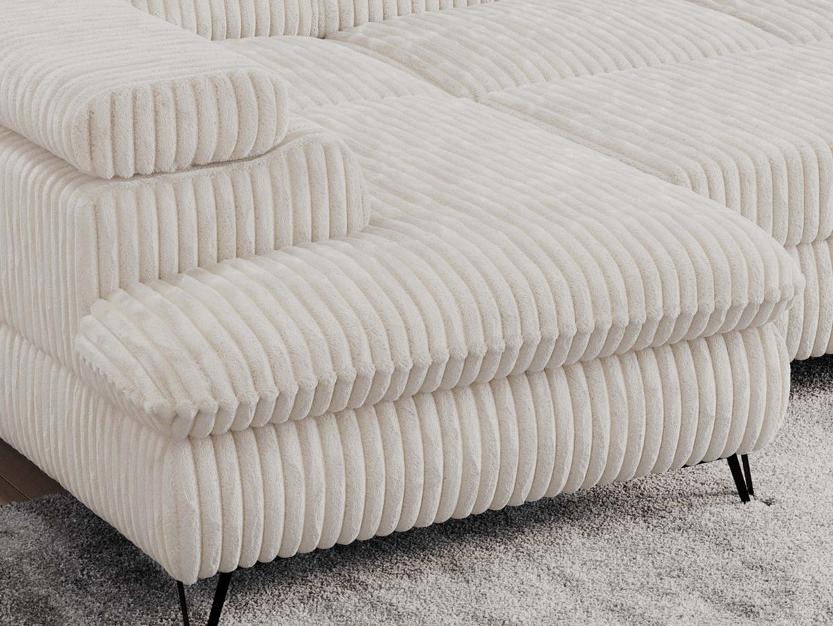 WOHNLANDSCHAFT PETER U Cord Creme - Creme/Schwarz, Textil/Metall (346/76/208cm) - MKS