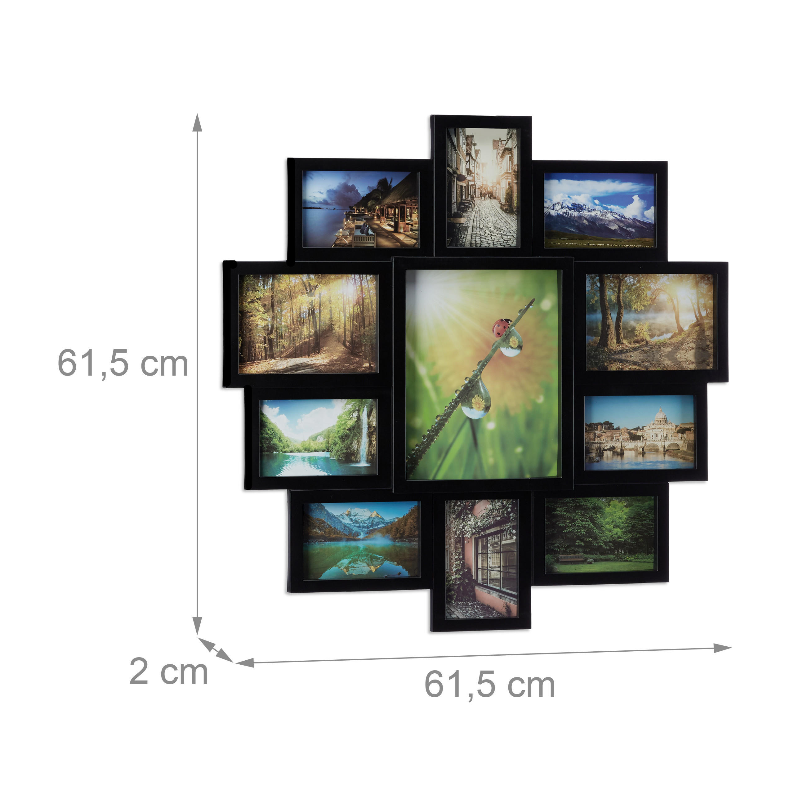 Thumbnail - Relaxdays Bilderrahmen, Schwarz, Kunststoff, 61.5x2x61.5 cm, Bilder und Zubehör, Bilderrahmen, Bilderrahmen-Collagen