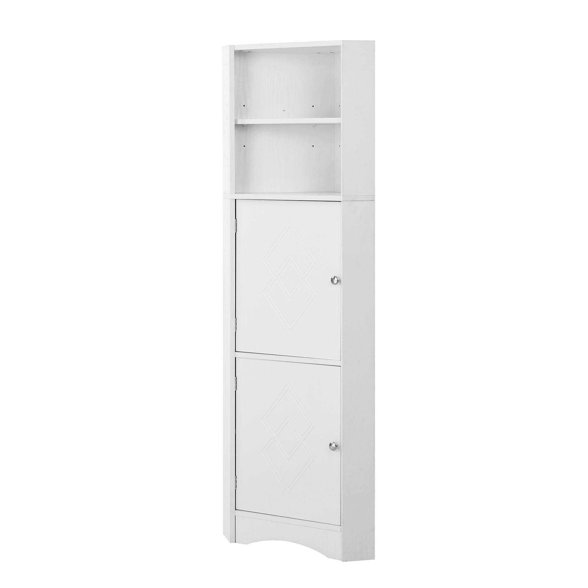 BUFFET Mehrzweck-Aufbewahrungsschrank Dreiecksdesign offene Fächer kippsicher wasserdicht modern - Weiß, Holzwerkstoff (36.5/155/36.5cm) - EVRYAE