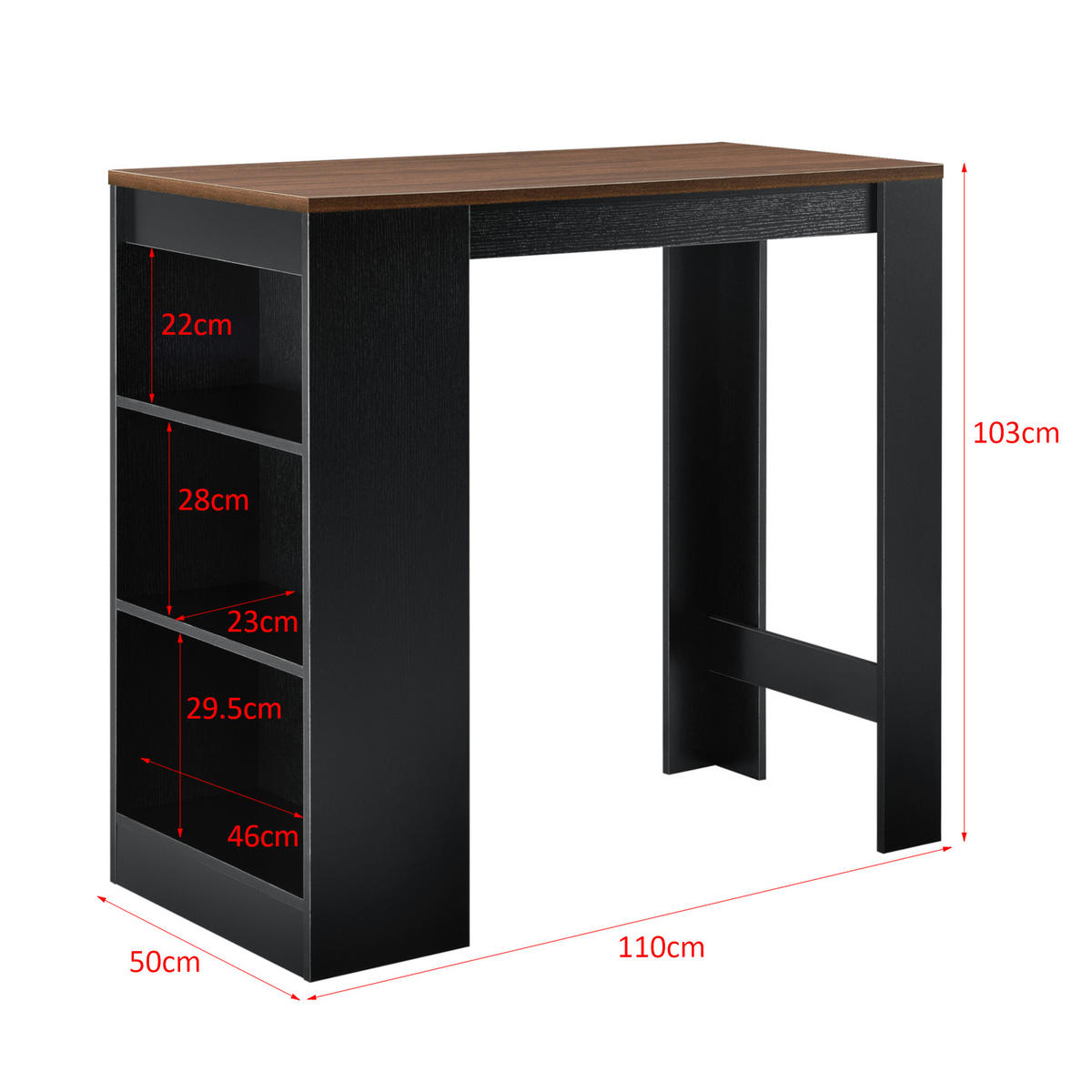 BARTISCH Kouvala - Schwarz, Holzwerkstoff (110/103/50cm) - [en.casa]