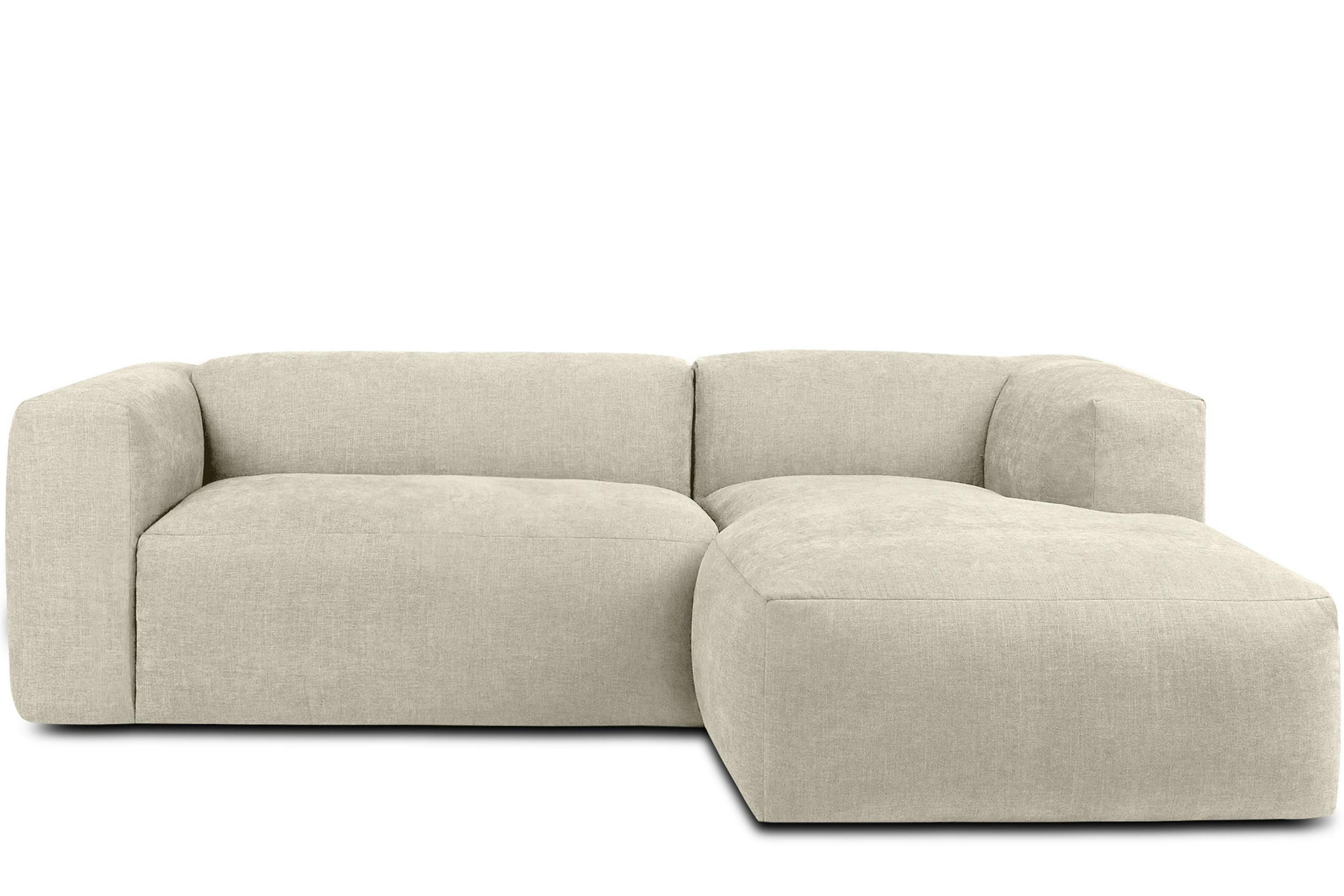 ECKMODULSOFA-RECHTS BUFFO 3/4 Sitzer mit extrem weicher Sitzfläche, Gewebestoff, ecru - Ecru, Textil (237/180cm) - KONSIMO®