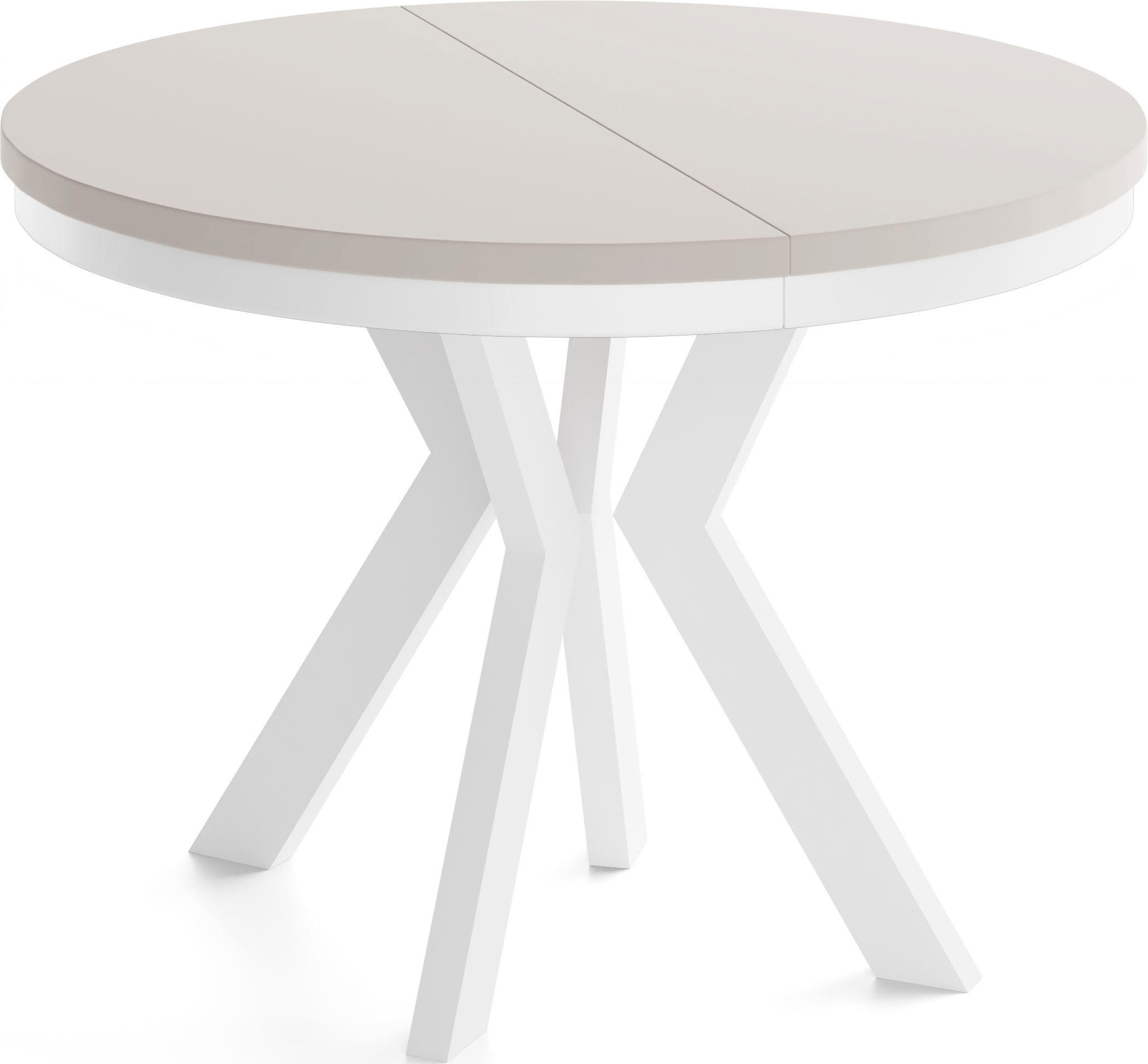 ESSTISCH Savio Weiß Neo rund ausziehbar verlängerbar, Kaschmir 90-190/90/77 cm - Kaschmir/Beige, Holz/Holzwerkstoff (90/190/77cm) - WFL GROUP