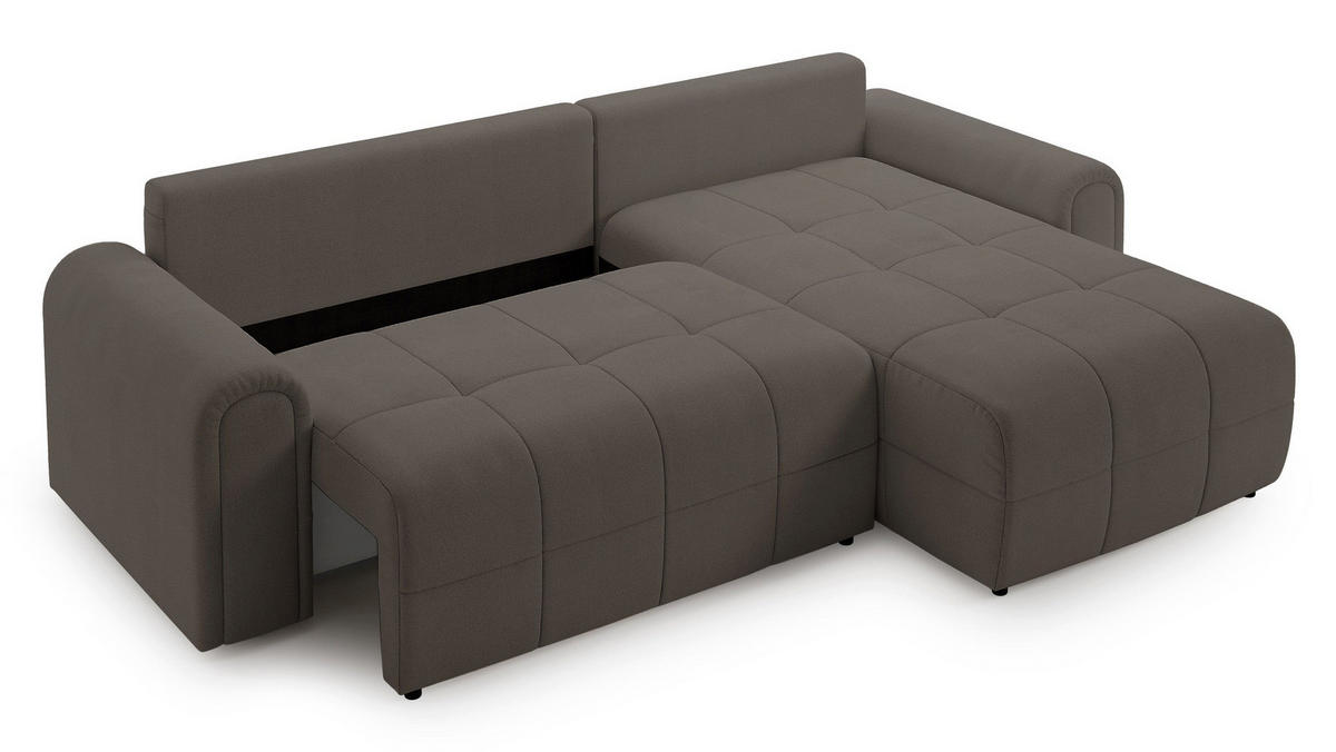 ECKSOFA Simolla Taupe rechts - Graubraun/Schwarz, Kunststoff/Textil (180/268cm) - Selsey