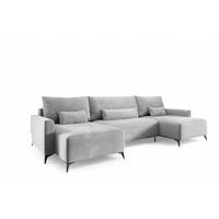 WOHNLANDSCHAFT Silves - Hellgrau, Holzwerkstoff/Textil (382/81/148cm) - Fun Möbel