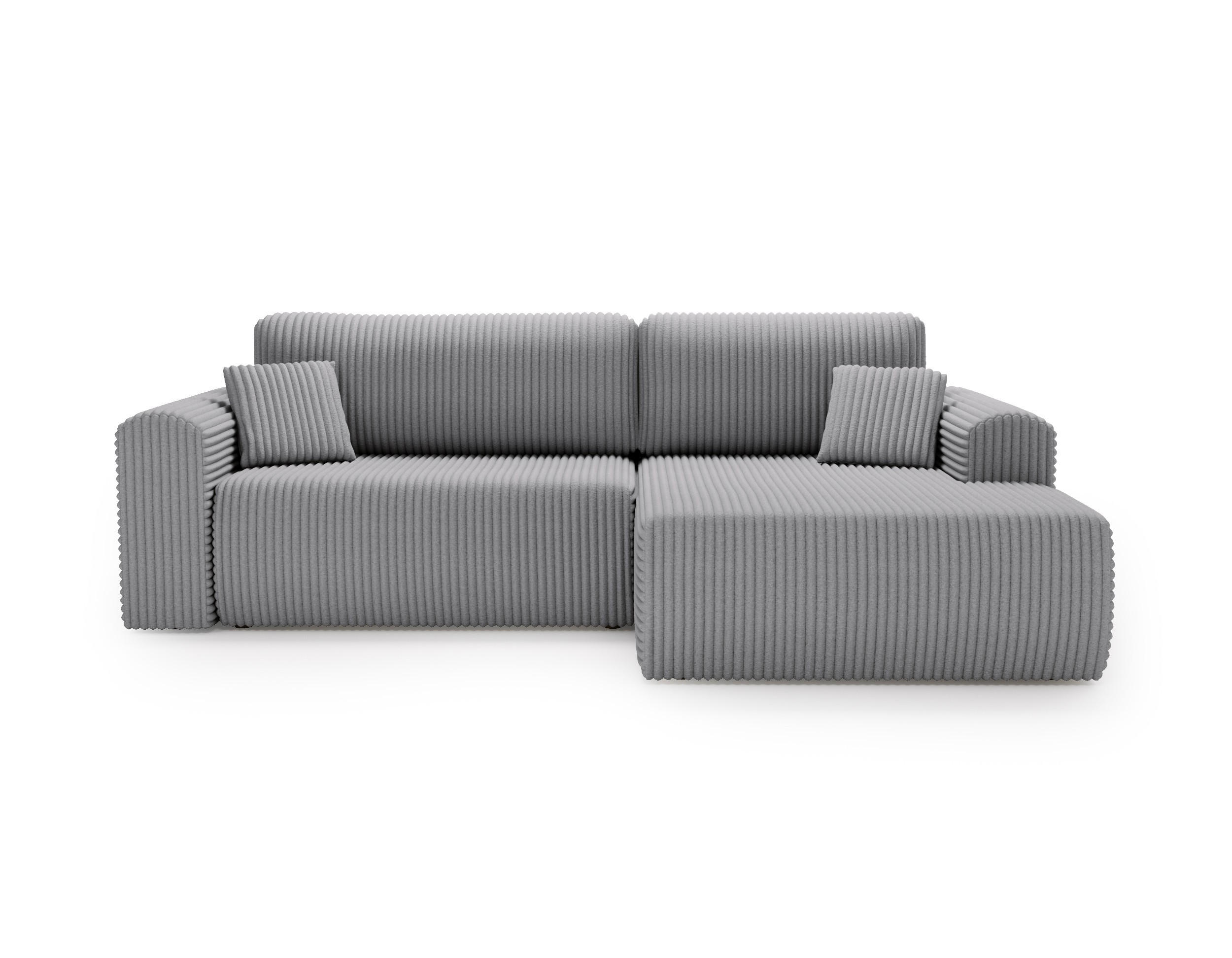 ECKSOFA Linea Hellgrau, Sofa mit Schlaffunktion, rechte seite - Hellgrau, Holzwerkstoff/Textil (257/177cm) - Bettso