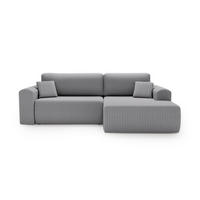 ECKSOFA Linea Hellgrau, Sofa mit Schlaffunktion, rechte seite - Hellgrau, Holzwerkstoff/Textil (257/177cm) - Bettso