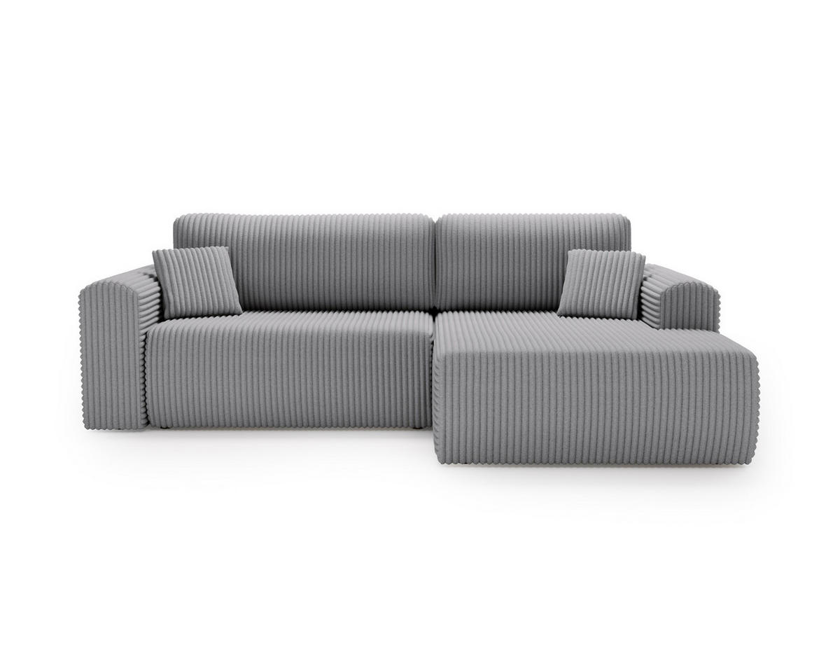 ECKSOFA Linea Hellgrau, Sofa mit Schlaffunktion, rechte seite - Hellgrau, Holzwerkstoff/Textil (257/177cm) - Bettso