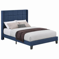 POLSTERBETT mit Federkernmatratze 90x200 cm Leinen Blau - Blau, Metall (90/200cm) - Meubliv