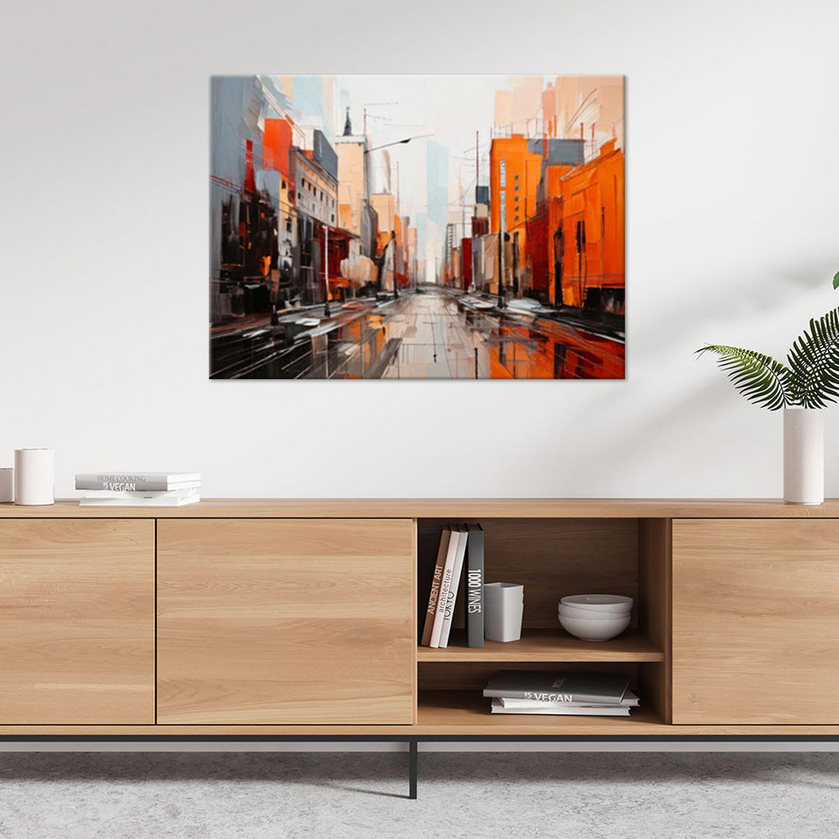 LEINWANDBILD Abstraktion 90x60cm - Orange, Textil (90/60cm) - Feeby