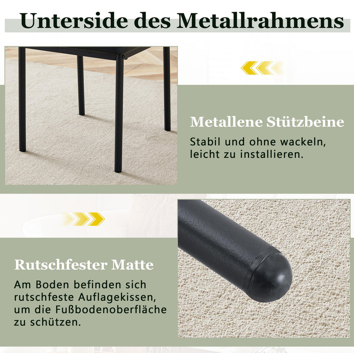 ESSZIMMERSTUHL 4er-Set mit PU-Bezug Schwarz - Schwarz, Metall (42.6/93/43cm) - Meubliv