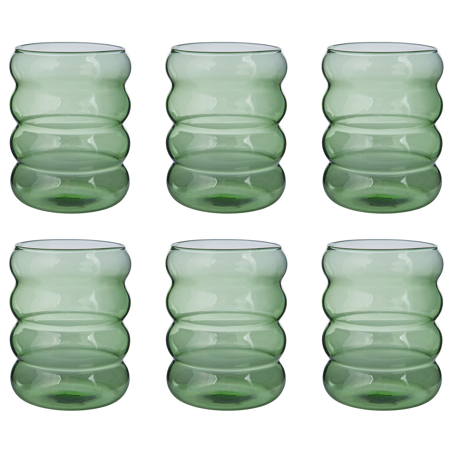TRINKGLÄSER (6er Set) Hoop 350 ml - Grün, Glas (0.35L) - Butlers