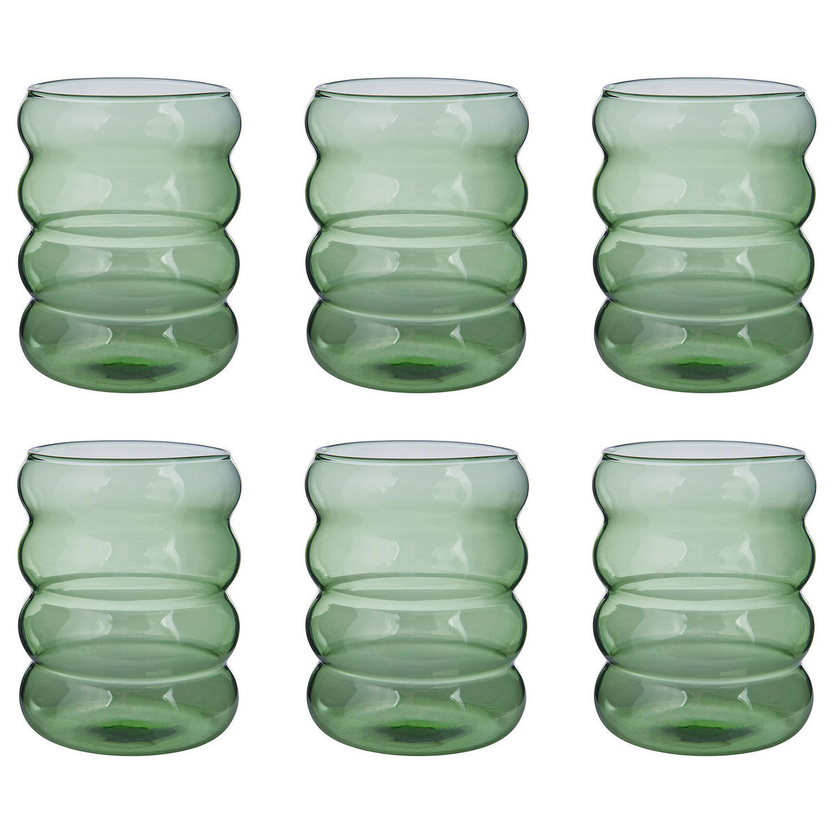 TRINKGLÄSER (6er Set) Hoop 350 ml - Grün, Glas (0.35L) - Butlers