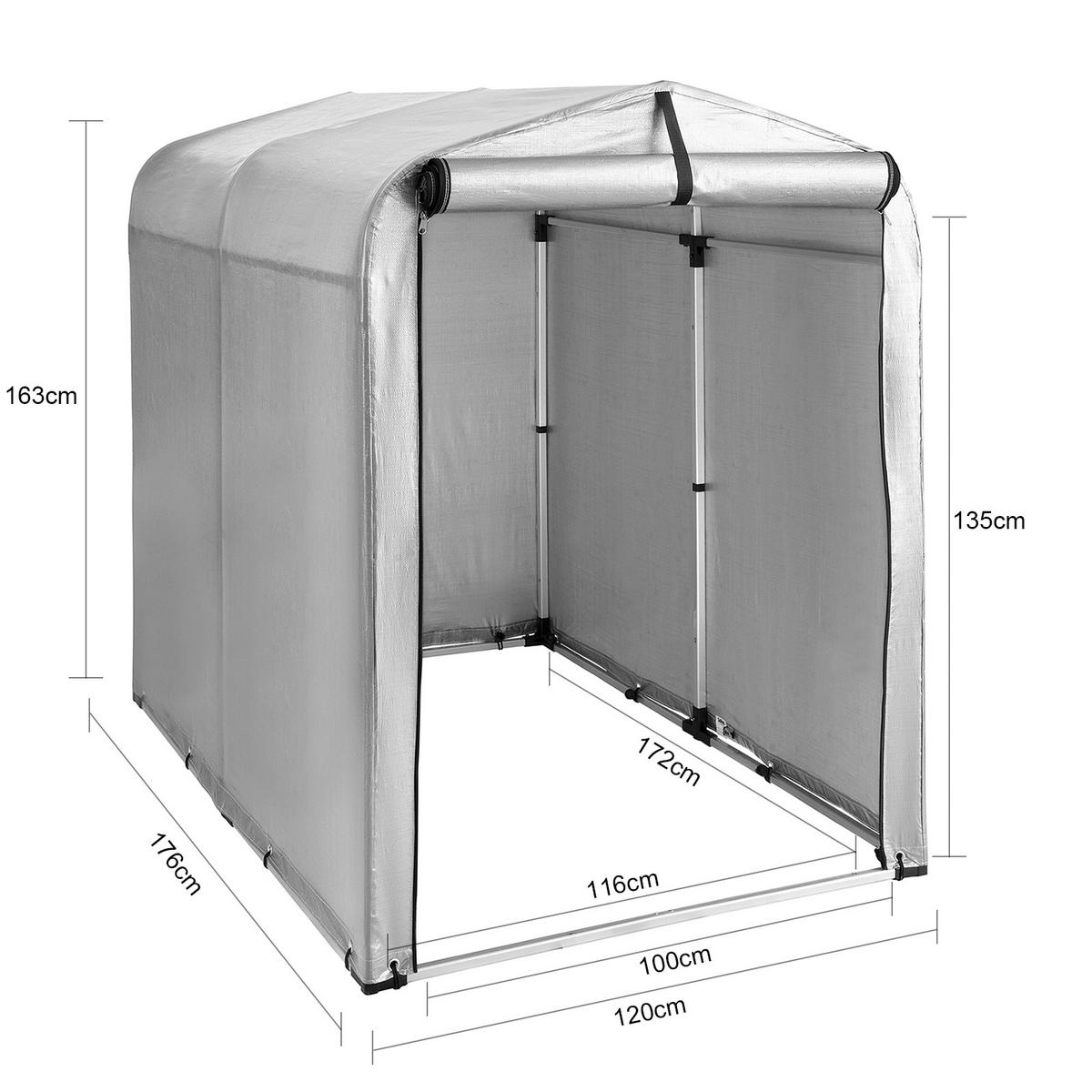 FAHRRADGARAGE Silber-Aluminium - Silberfarben, Metall (120/163/176cm) - SoBuy