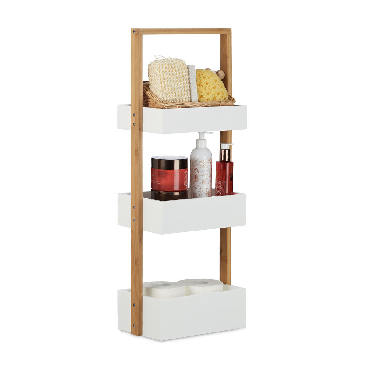 BADREGAL - Multicolor, Holz/Holzwerkstoff (30/76/18.5cm) - Relaxdays