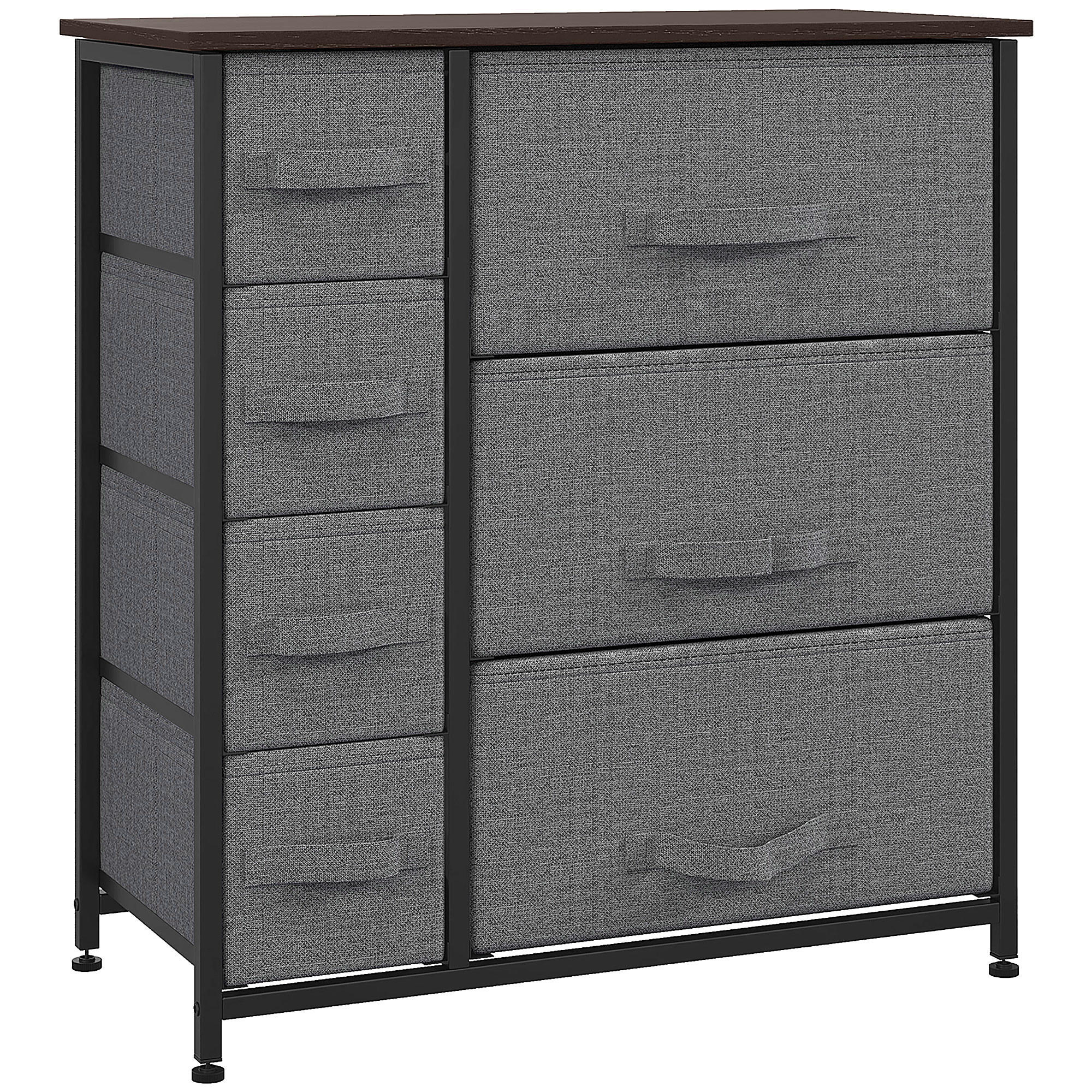 SCHUBLADENSCHRANK 7 faltbare Stoffschublade Aufbewahrungsschrank Metallgestell - Dunkelgrau, Metall (30/71/63.5cm) - HOMCOM