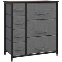 SCHUBLADENSCHRANK 7 faltbare Stoffschublade Aufbewahrungsschrank Metallgestell - Dunkelgrau, Metall (30/71/63.5cm) - HOMCOM