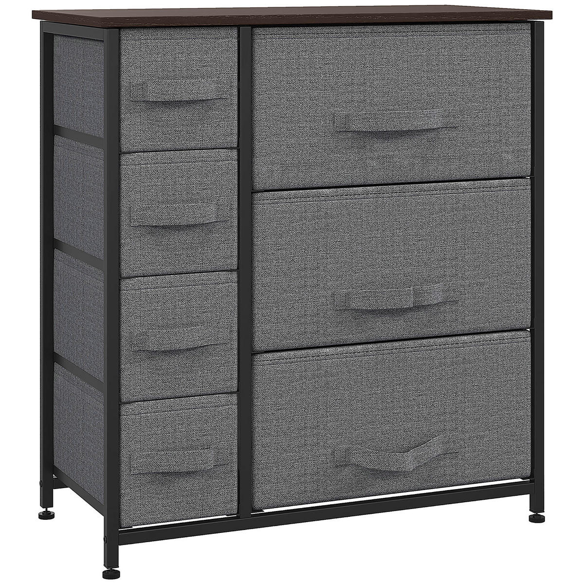 SCHUBLADENSCHRANK 7 faltbare Stoffschublade Aufbewahrungsschrank Metallgestell - Dunkelgrau, Metall (30/71/63.5cm) - HOMCOM
