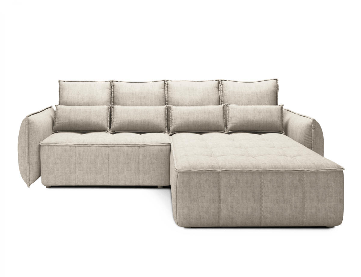 ECKSOFA mit Schlaffunktion und Bettkasten - Beige, Textil (196/265cm) - Eltap