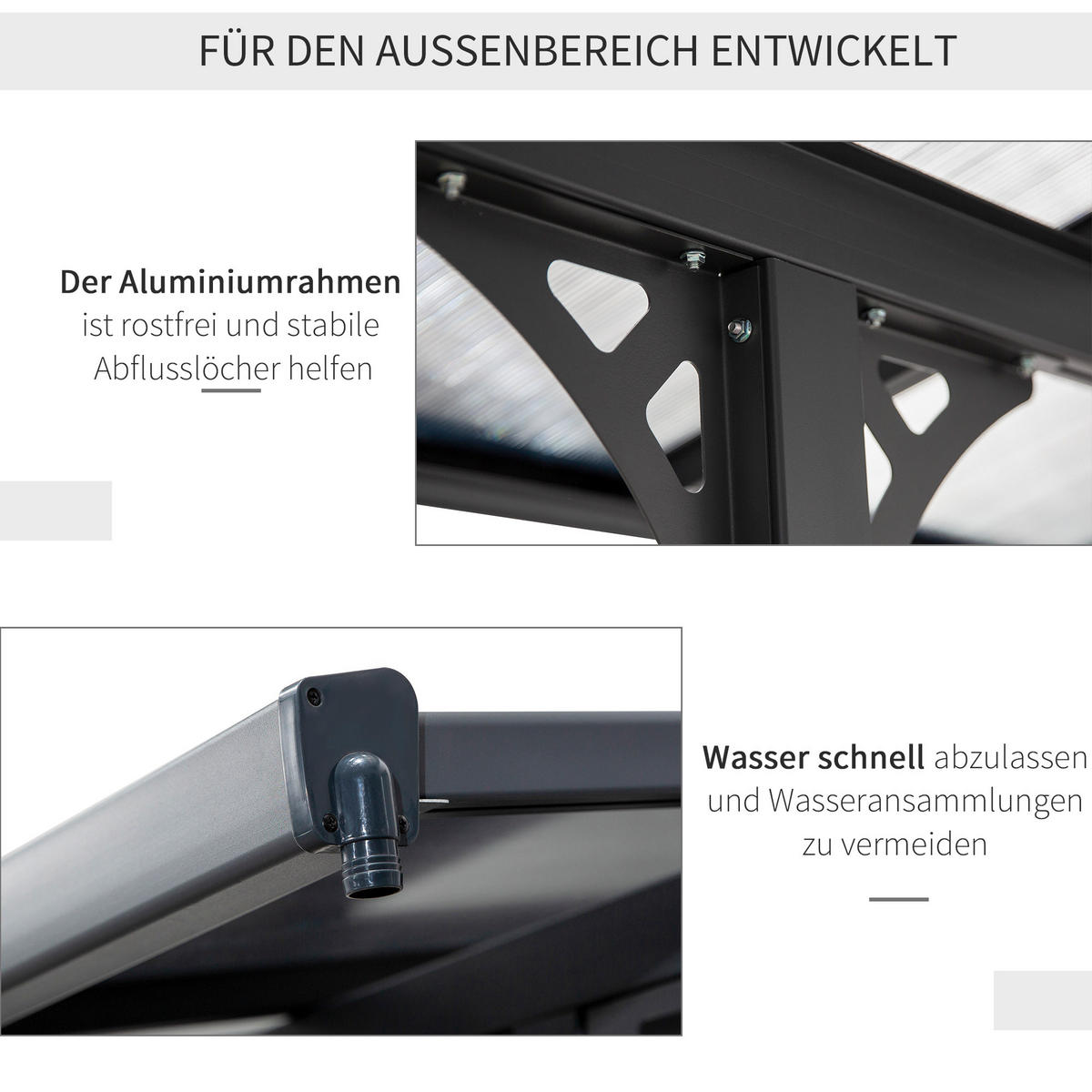 PERGOLA Pavillon Aluminium Grau - Grau, Metall (302/250/435cm) - Outsunny