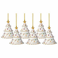 ORNAMENTE WEIHNACHTSBAUM 2026 Christmas Classics weiß-gold 7,4 x 7,4 x 8,4 cm 6er Set - Goldfarben/Weiß, Keramik (7.4/8.4/7.4cm) - Villeroy & Boch
