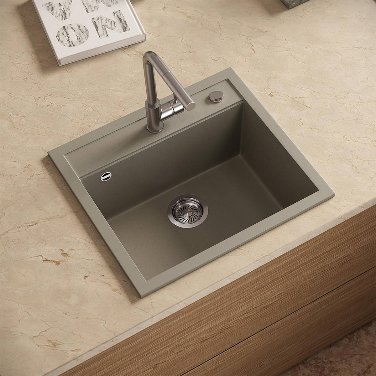 UMYVADLO Paris Beton - šedá, keramika (57/20/51cm) - Bergstroem