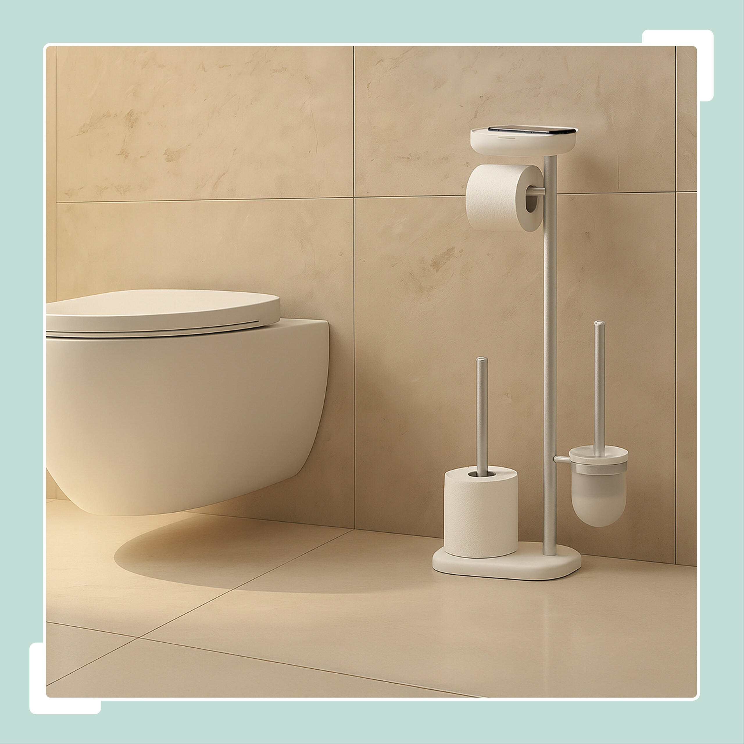 WC-GARNITUR - Multicolor, Kunststoff/Metall (31/69/16cm) - Relaxdays