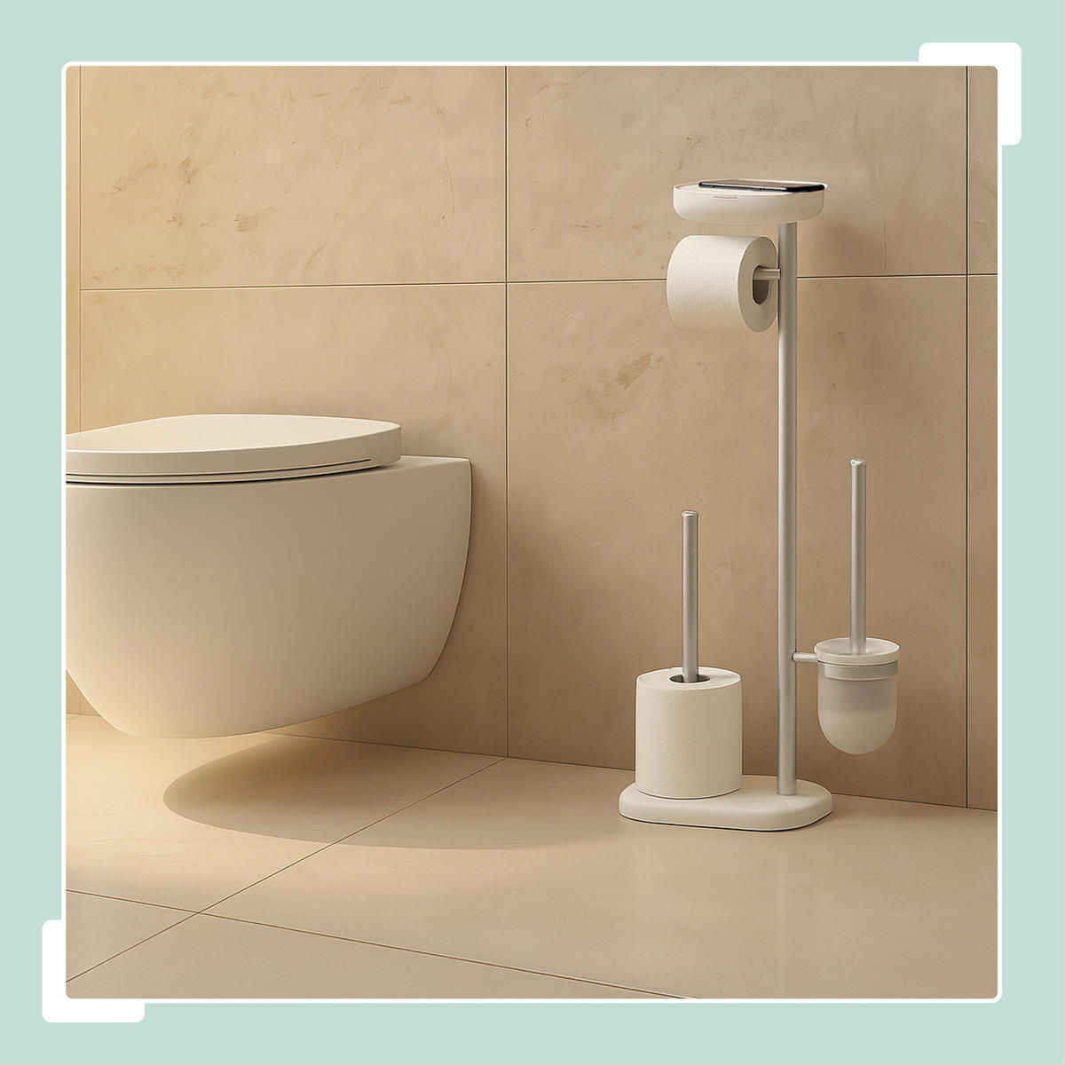 WC-GARNITUR - Multicolor, Kunststoff/Metall (31/69/16cm) - Relaxdays