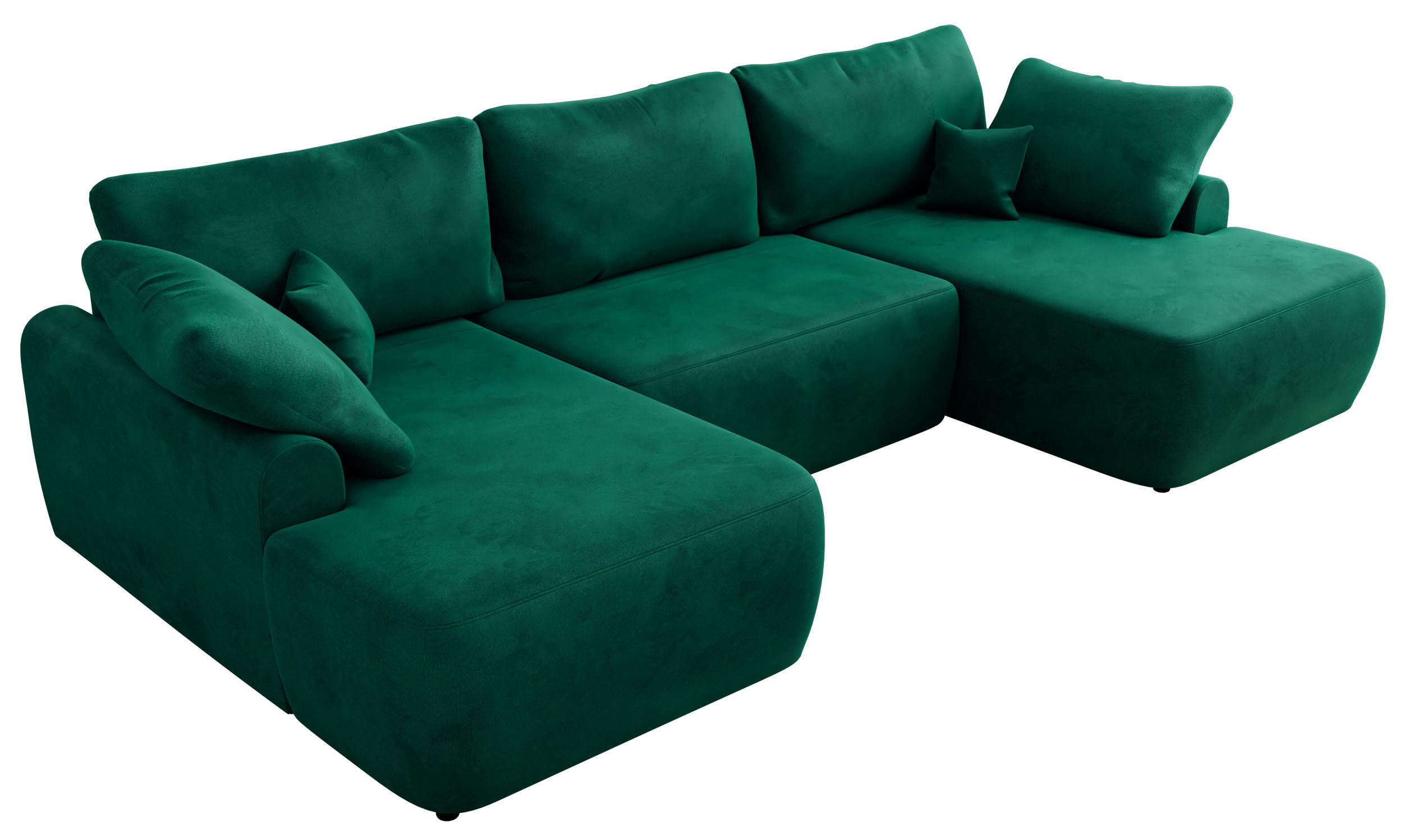 WOHNLANDSCHAFT CUBO U Dunkelgrün Velvet - Dunkelgrün/Schwarz, Kunststoff/Textil (370/100/187cm) - MKS