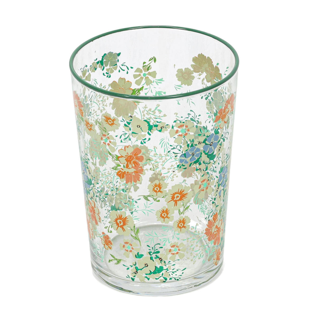 GLAS mit Blumenmuster Grün 510 ml 8,8/8,8/12 cm - Multicolor, Glas (0.51L) - Excellent Houseware