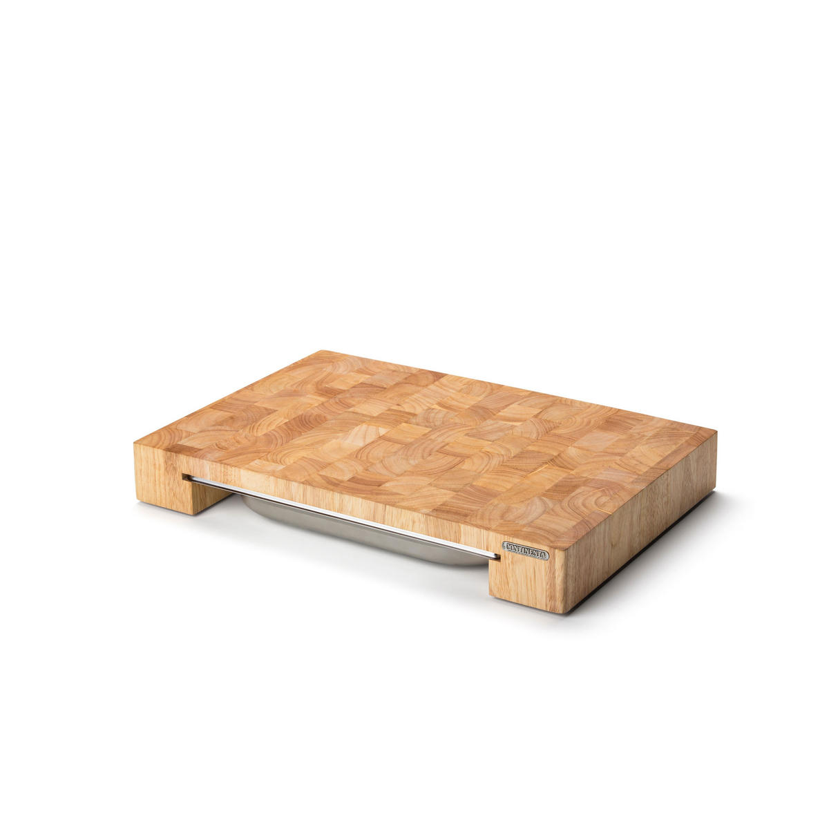 SCHNEIDEBRETT mit Edelstahl-Schublade, Gummibaumholz, 48 x 32.5 x 6.5 cm - Braun, Holz (32.5/48cm) - Continenta