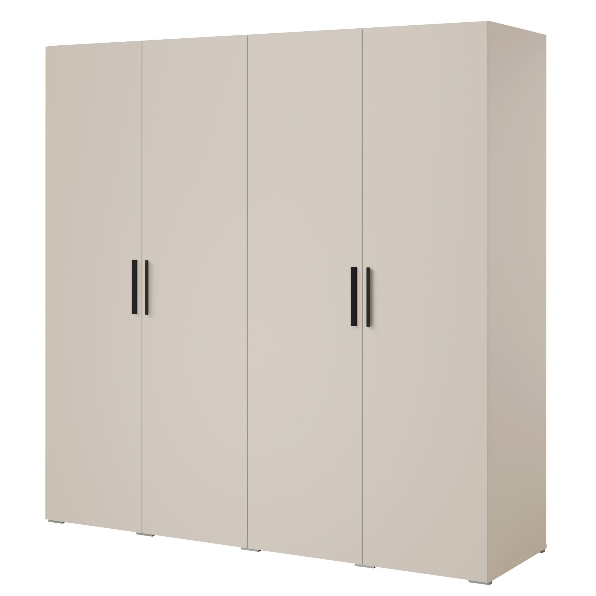 DREHTÜRENSCHRANK Napoli 4D 200 Kaschmir (schwarzer oder goldener Griff) - Kaschmir/Silberfarben, Holzwerkstoff/Kunststoff (200/35/60cm) - mzm24