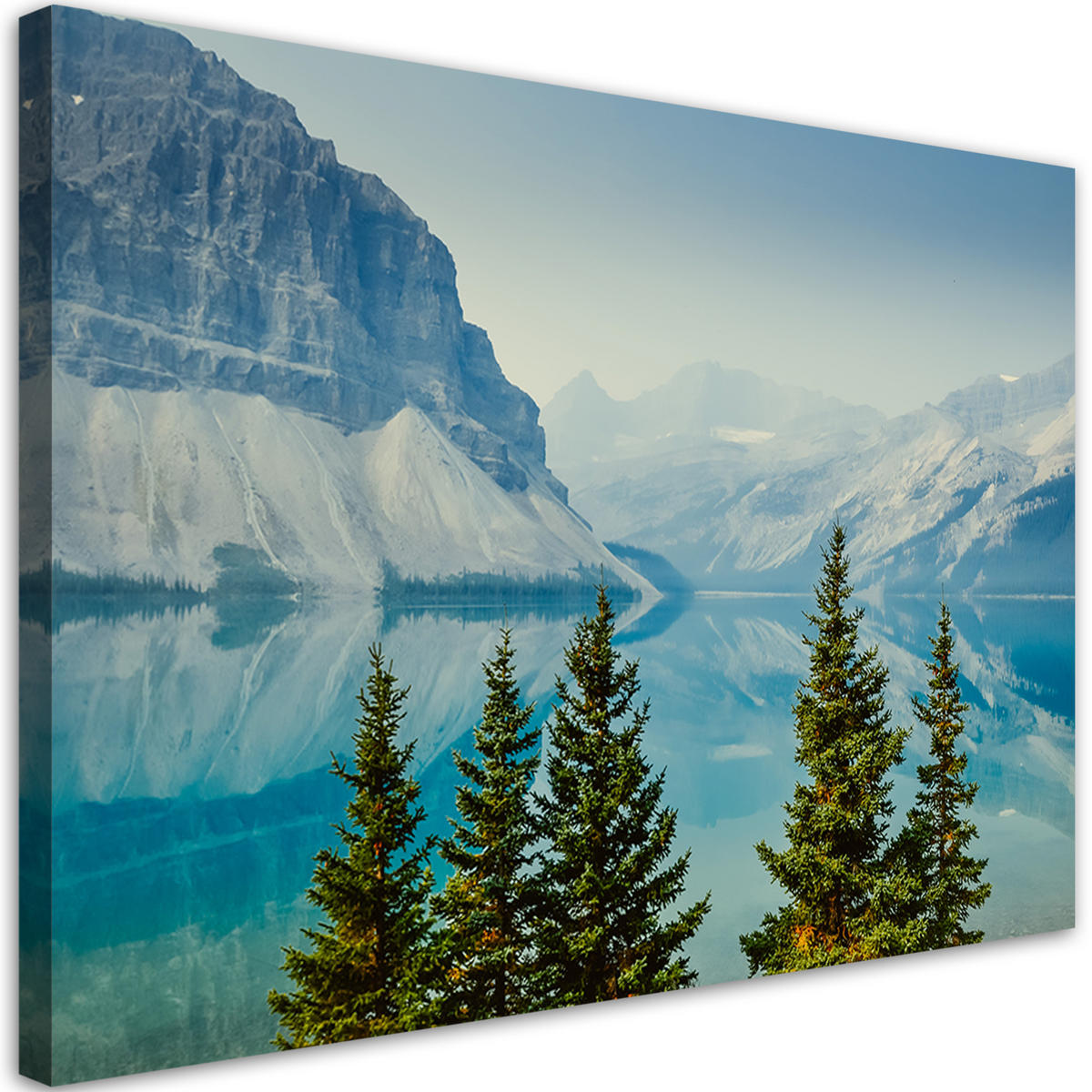 WANDBILD berge see natur - Blau, Textil (60/40cm) - Feeby