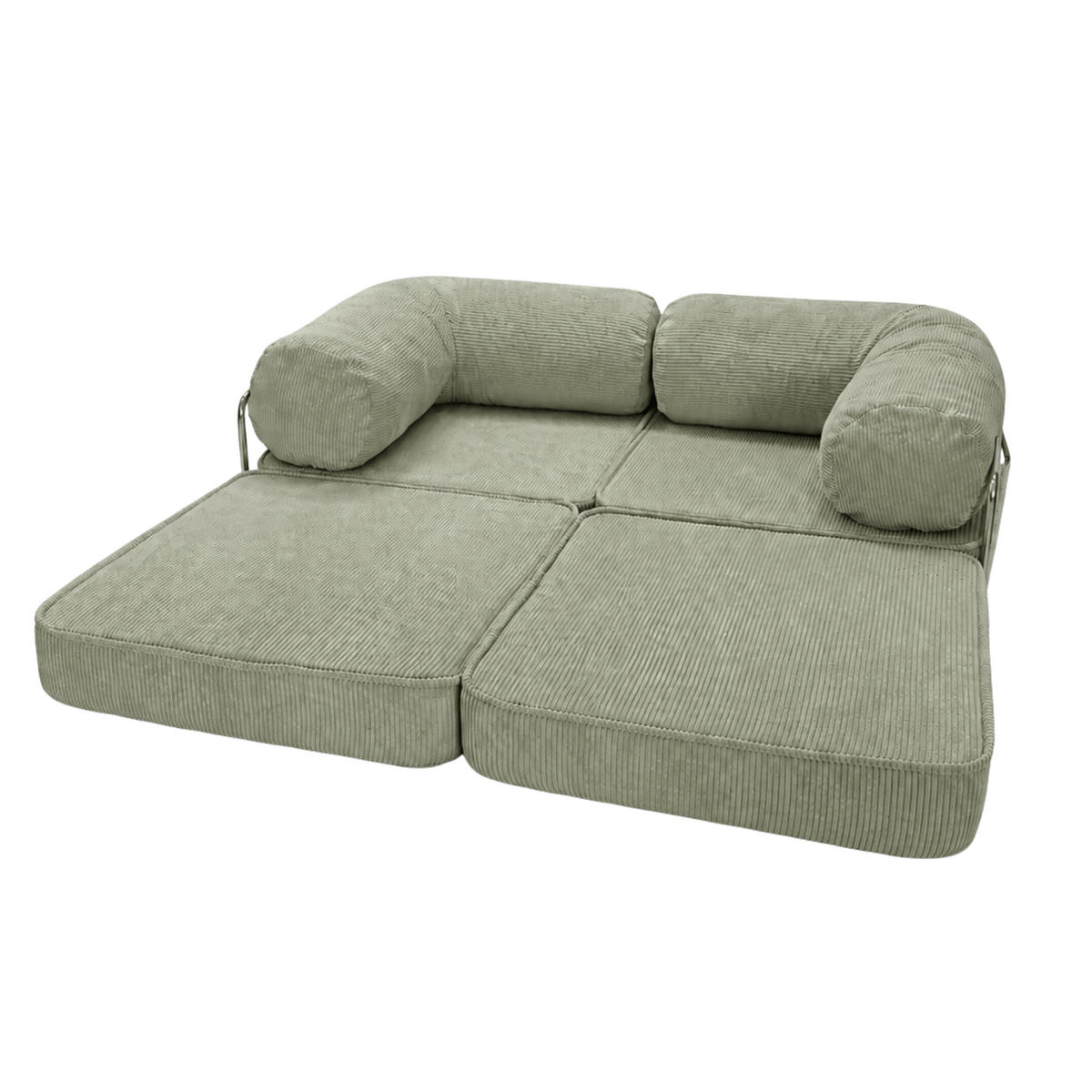 SOFA SURB Duo 100 Schlafsofa 2-Sitzer Olivgruen 200/100 cm - Chromfarben/Olivgrün, Textil/Metall (200/70/100cm) - SURB