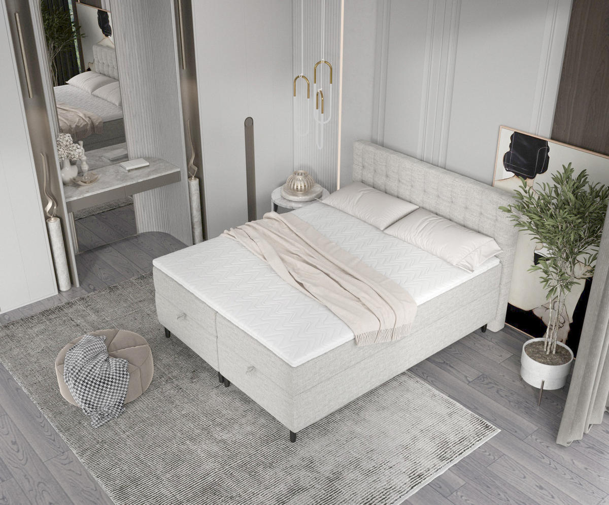 BOXBETT Milo Grau 200/200 cm - Schwarz/Grau, Holz/Holzwerkstoff (200/200cm) - Maison de Reve