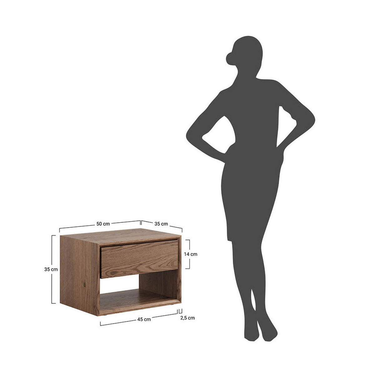 2ER-SET NACHTKONSOLE Adria Smoke Wildeiche 50 / 35 / 35cm - Eichefarben, Holz (50/35/35cm) - Feldmann-Wohnen