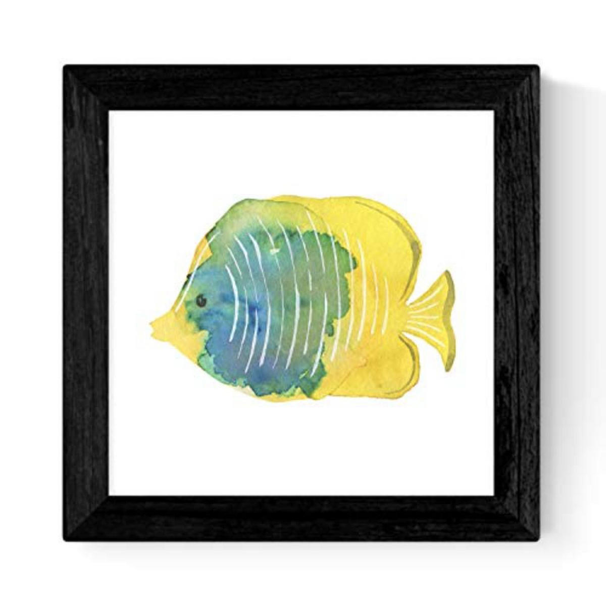 POSTER Set mit 4 Meerestieren 25x25 cm Schwarzer Rahmen - Schwarz, Papier (25/3cm) - Nacnic