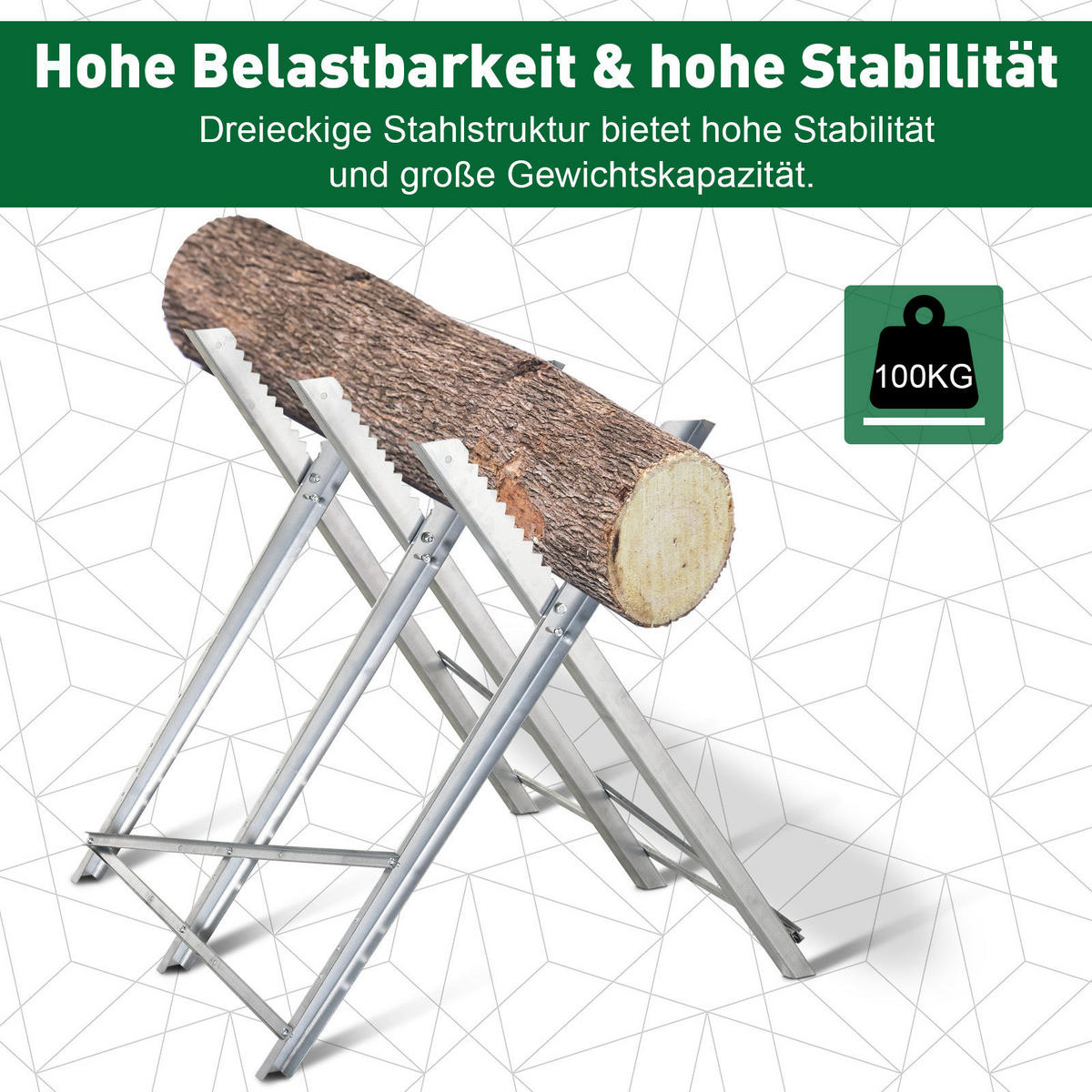 Kettensägebock, Sägebock, Silber - Silberfarben, Metall (83/83/79cm) - DURHAND