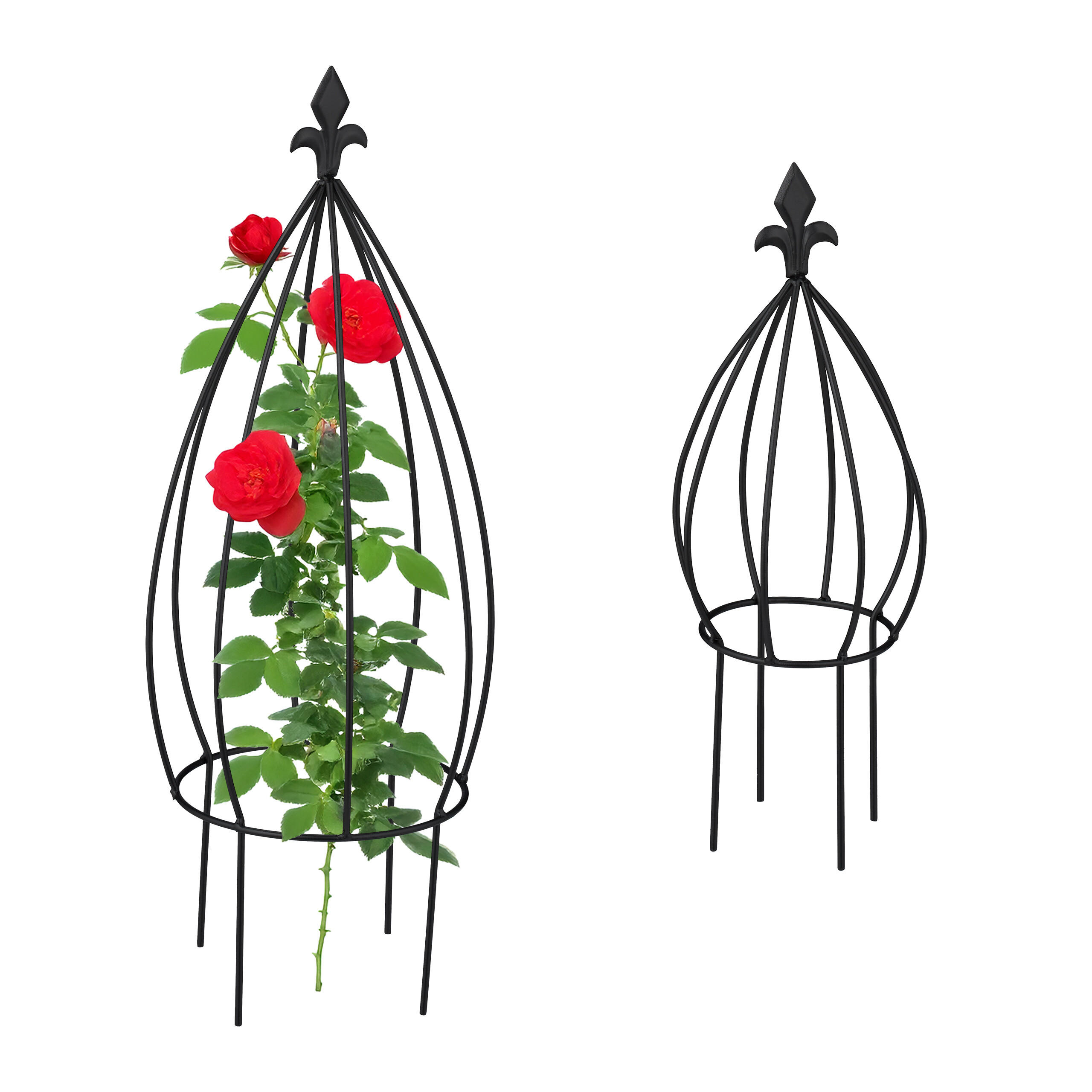 2-tlg.RANKHILFE-SET - Schwarz, Metall (25/65/25cm) - Relaxdays