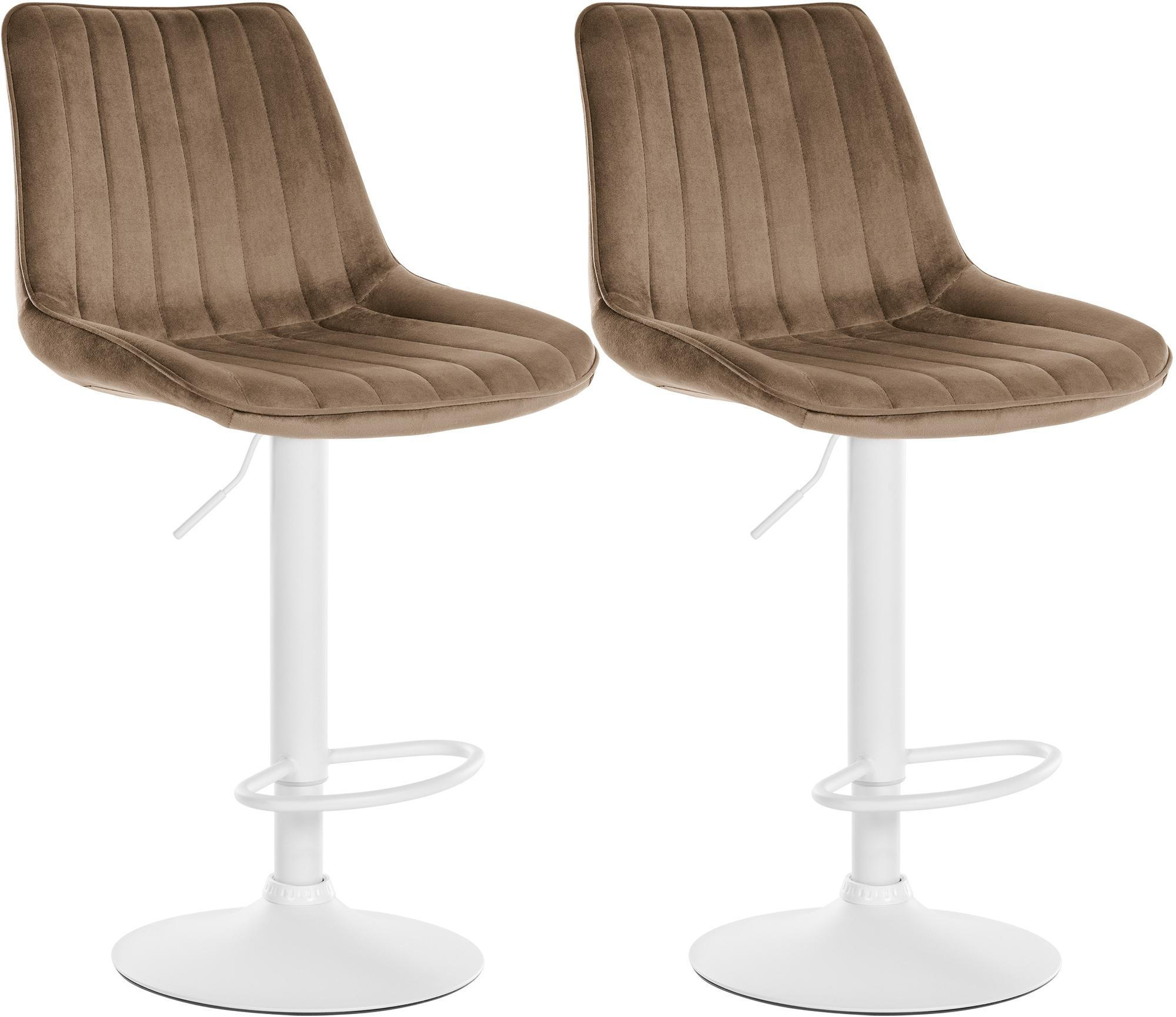 BARHOCKER 2er Set Samt Braun - Braun, Textil/Metall (49.5/91/50cm) - CLP