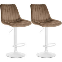 BARHOCKER 2er Set Samt Braun - Braun, Textil/Metall (49.5/91/50cm) - CLP