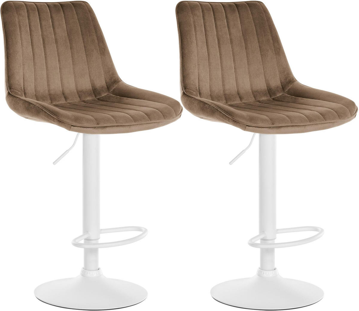 BARHOCKER 2er Set Samt Braun - Braun, Textil/Metall (49.5/91/50cm) - CLP