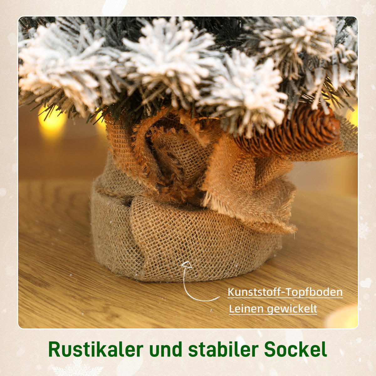 WEIHNACHTSBAUM DE-41557 Mini 60 cm, Schnee, 6 Zapfen - Weiß/Grün, Kunststoff (60cm) - ComfortXL