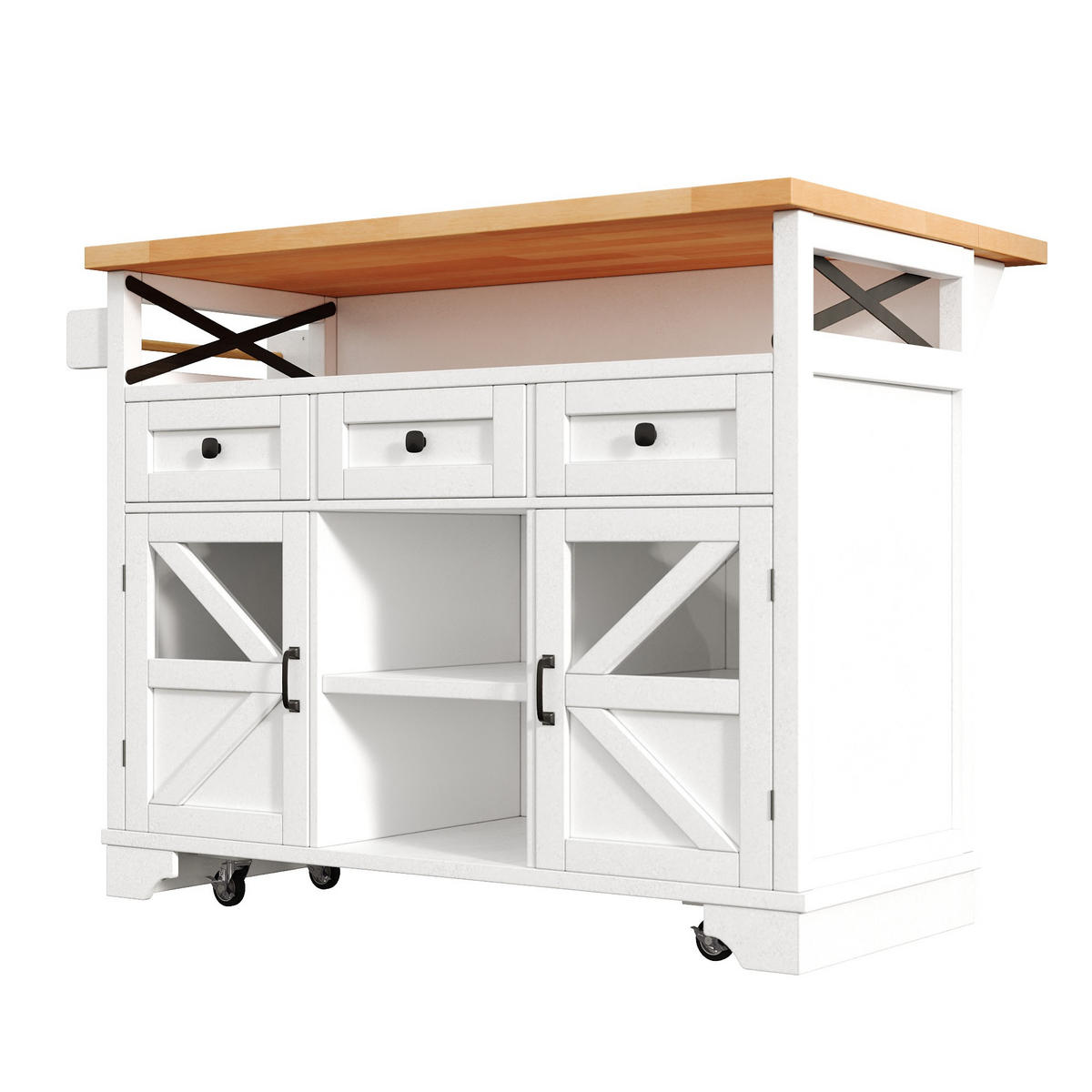 KÜCHENINSEL Weiß 120/71/98 cm LED - Weiß, Holzwerkstoff (120/98/71cm) - PANGIVO