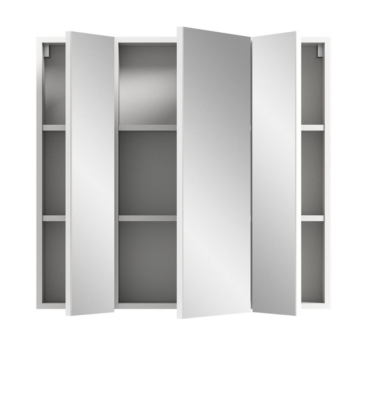 SPIEGELSCHRANK weiß 82 x 77 cm, Badschrank 3-türig mit Spiegel - Weiß, Glas/Holzwerkstoff (82/77/18cm) - Inn.Furn