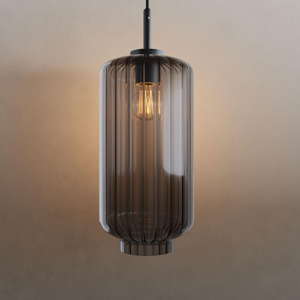 HÄNGELAMPE Velo 1.5m Abhängung Rauch Ø 18cm - Anthrazit, Glas (18/18/33cm) - s.luce